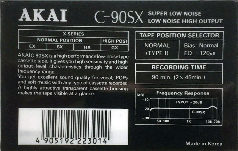Compact Cassette Akai SX 90 Type I Normal 1990 Europe