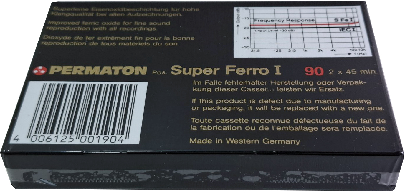 Compact Cassette Permaton Super Ferro I 90 Type I Normal 1987 Europe