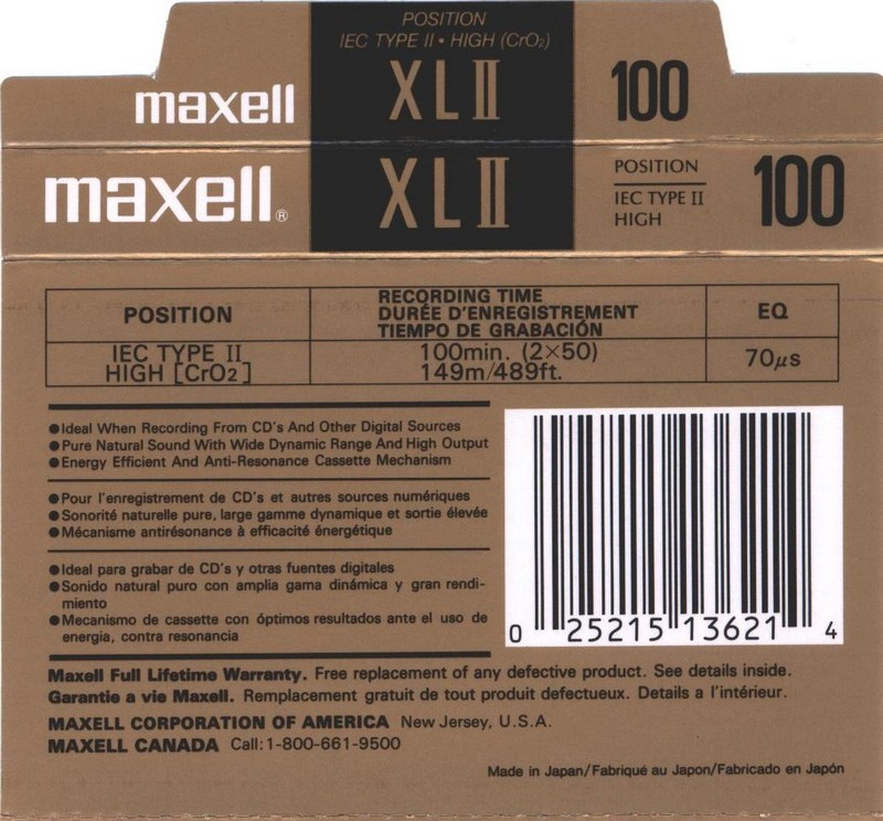 Compact Cassette: Maxell / Hitachi Maxell - XLII 100