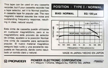 Compact Cassette Pioneer N1z 60 Type I Normal 1983 Japan