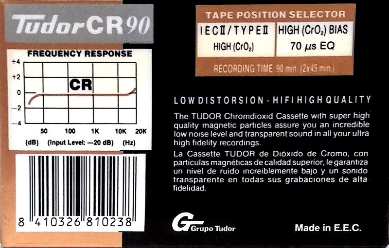 Compact Cassette Tudor CR 90 Type II Chrome 1985 Spain