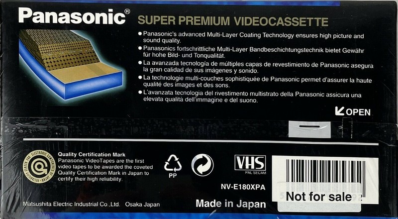 VHS, Video Home System Panasonic SP 180 "NV-E180XPA" Type I Normal Europe