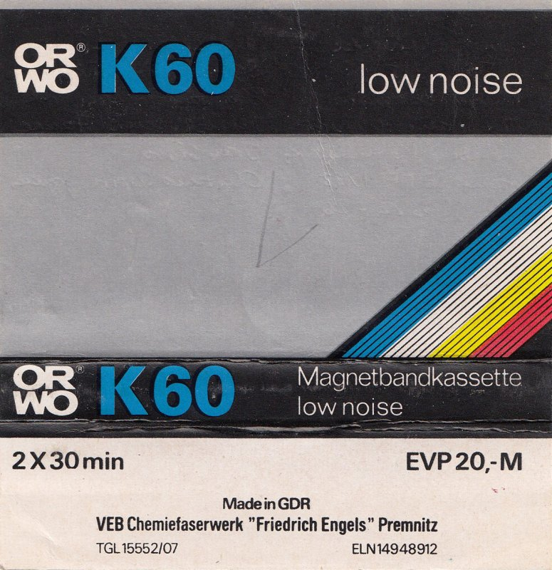 Compact Cassette ORWO 60 "white" Type I Normal 1986 East Germany