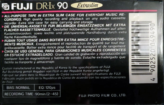 Compact Cassette Fuji DR-Ix 90 Type I Normal 1993 Europe