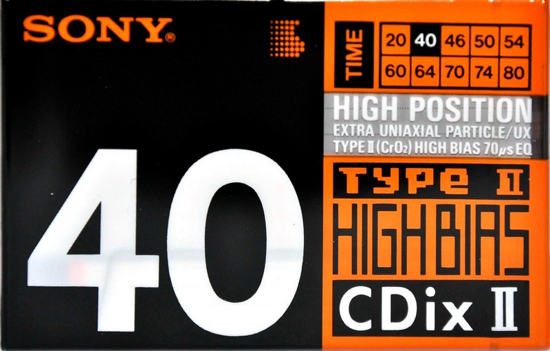 Compact Cassette Sony CDix II 40 Type II Chrome 1990 Japan