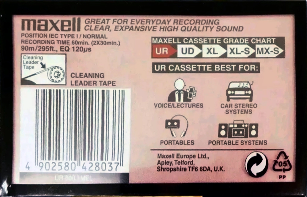 Compact Cassette Maxell UR 60 "UR-60(L) MEL" Type I Normal 2000 Europe