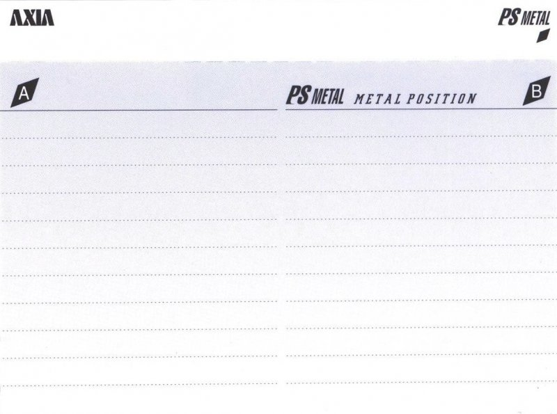 Compact Cassette AXIA PS-Metal 40 "PSMJ 40" Type IV Metal 1997 Japan