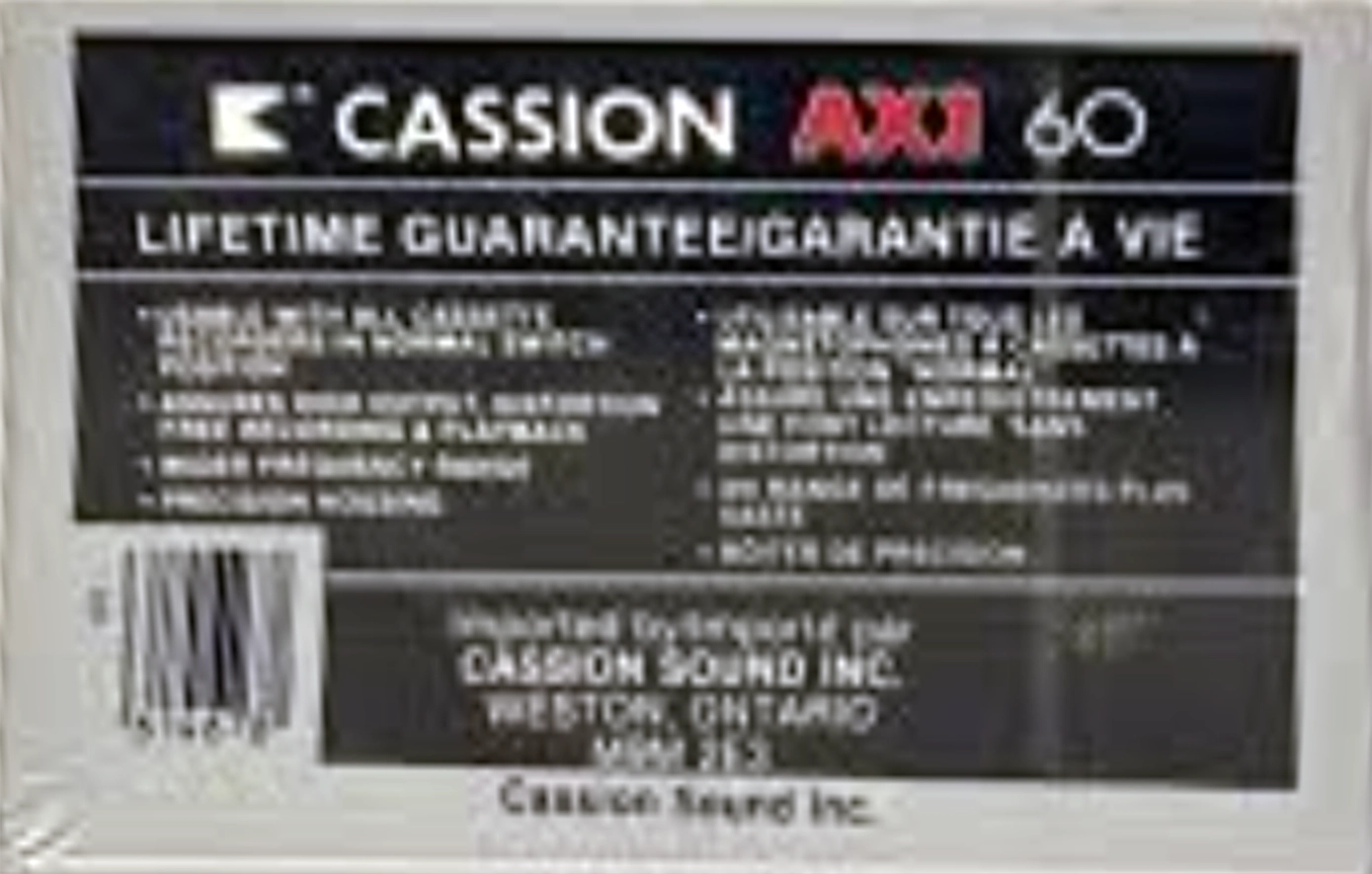 Compact Cassette Cassion AX I 90 Type I Normal 1990 Canada