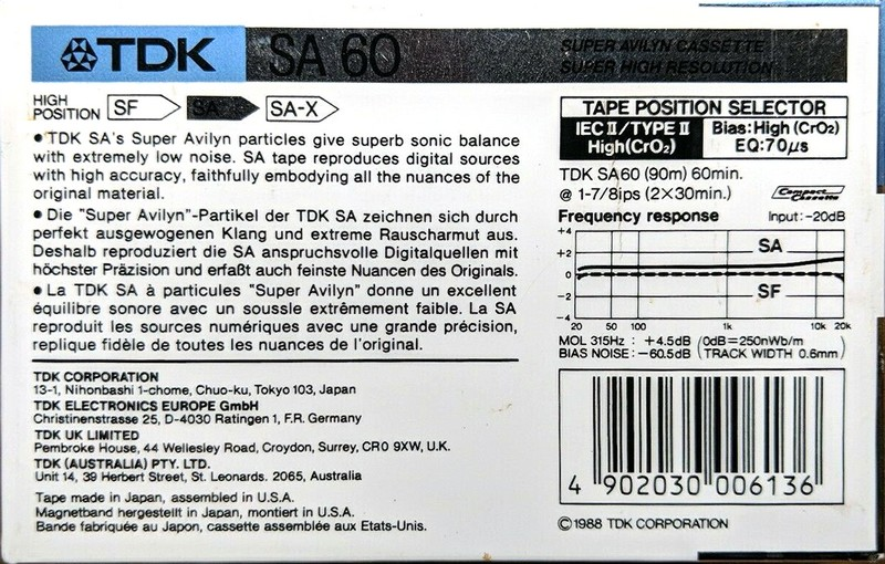 Compact Cassette: TDK  - SA 60