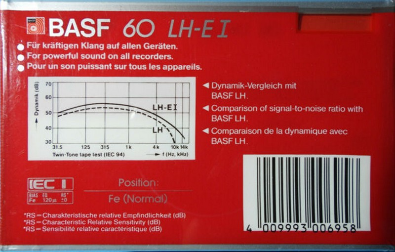 3 pack BASF LH Extra I 60 "LH-E I" Type I Normal 1985 Europe