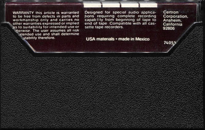 Compact Cassette Certron 60 Dictating Cassette 1978 Mexico