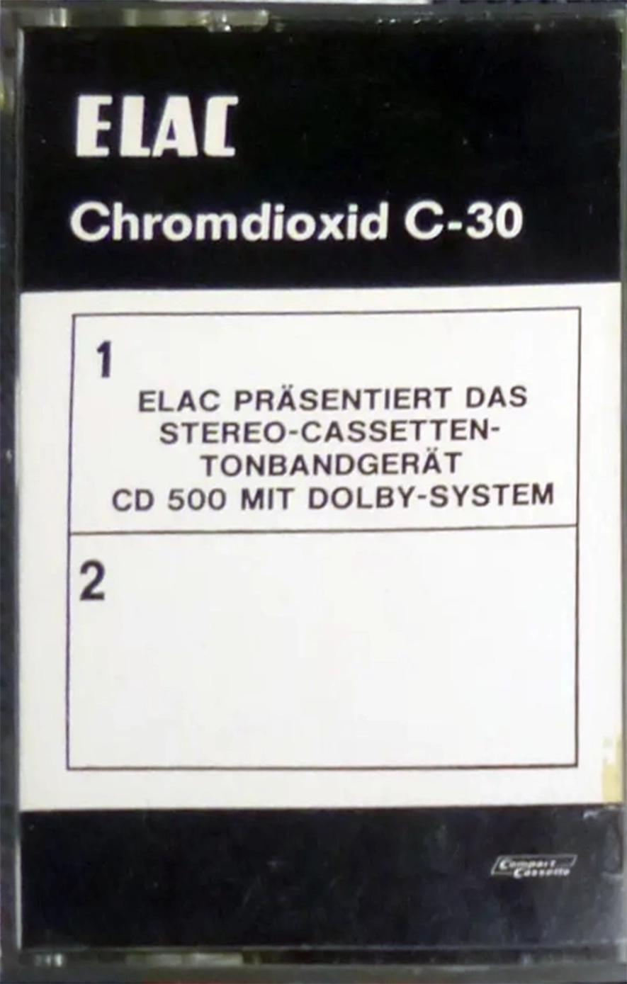 Compact Cassette Elac 30 "CD 500" Type II Chrome 1973 Germany
