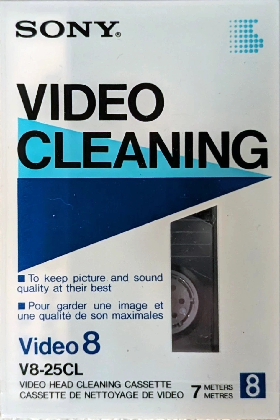 Video8, Hi8, Digital8 Sony "V8-25CL" Cleaning Cassette 1986 North America