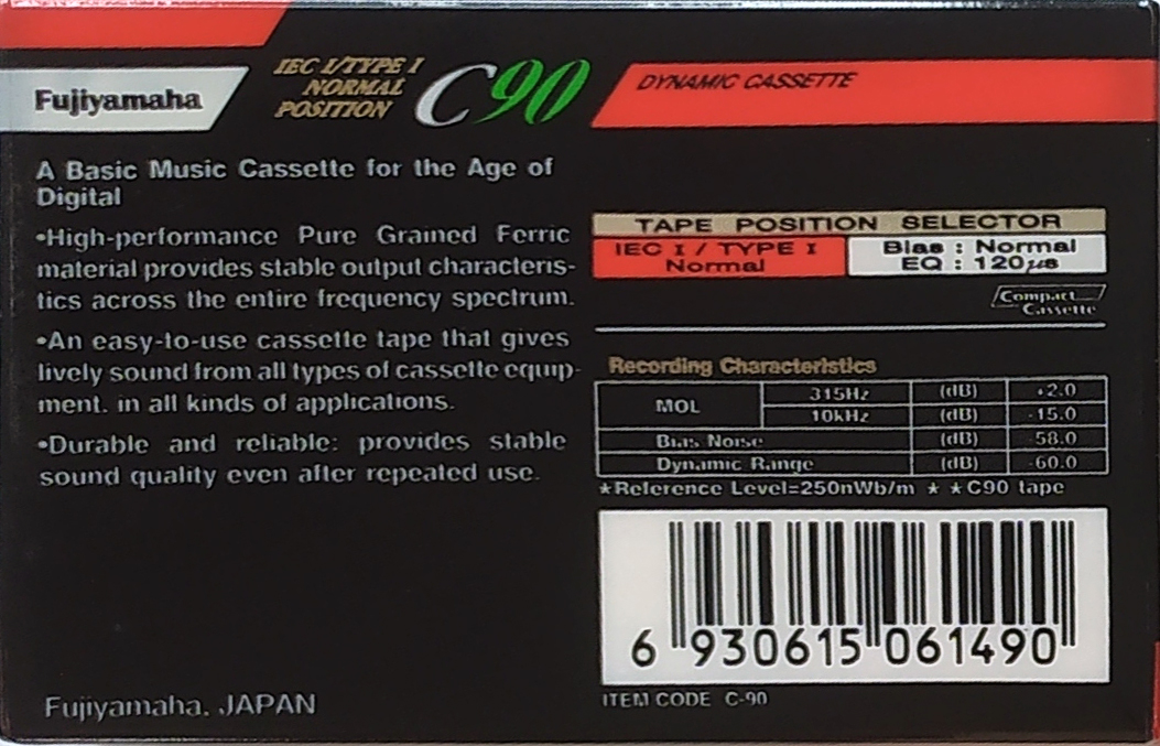 Compact Cassette Fujiyamaha 90 Type I Normal 1988 Unknown Country