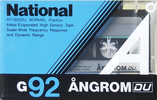 Compact Cassette National Angrom G-DU 92 "RT-G92DU" Type I Normal 1985 Japan