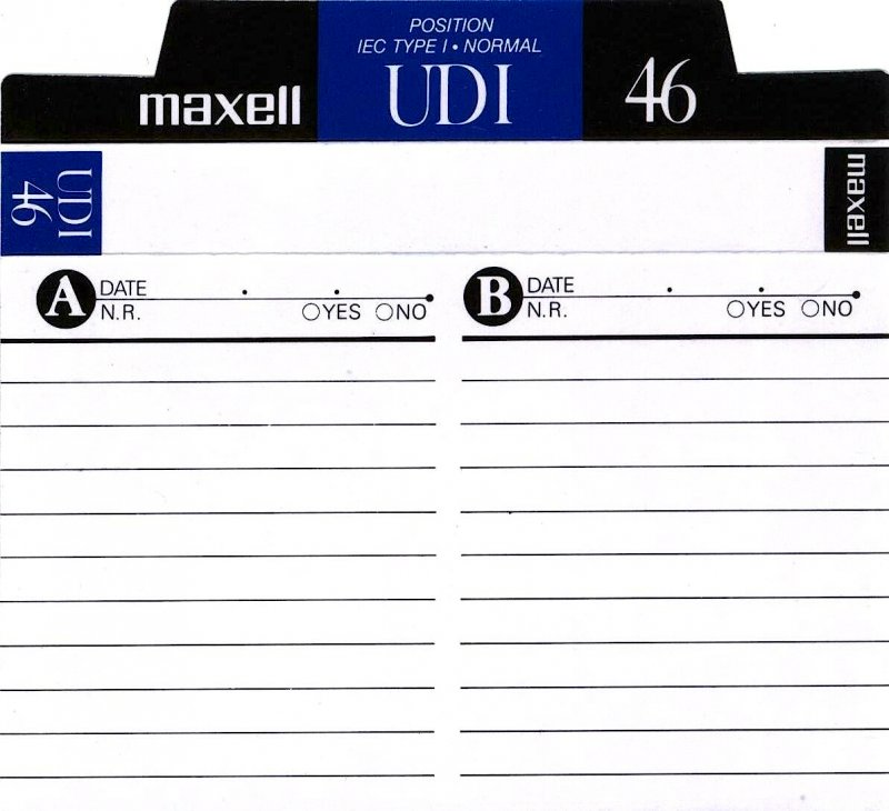 Compact Cassette Maxell UDI / UD1 46 Type I Normal 1988 Europe