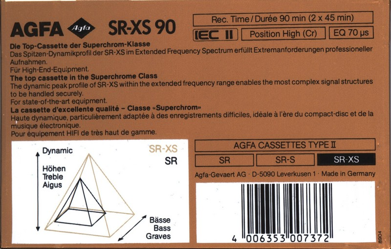 Compact Cassette: AGFA  - SR-XS 90