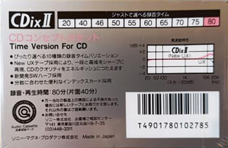 Compact Cassette Sony CDix II 80 Type II Chrome 1989 Japan