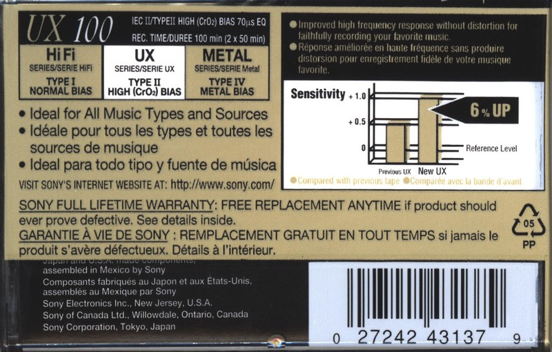 Compact Cassette: Sony  - UX 100