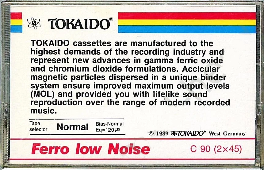 Compact Cassette Tokaido Ferro Low Noise 90 Type I Normal 1989 Europe