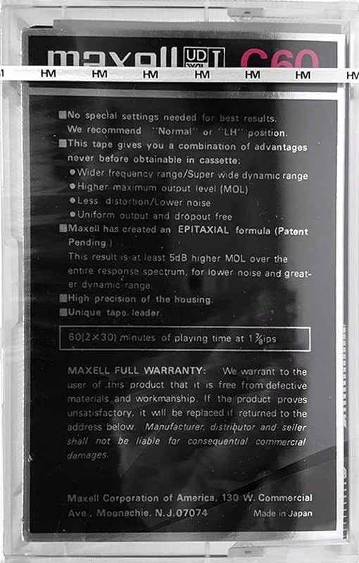Compact Cassette Maxell UD XLI 60 Type I Normal 1977 USA
