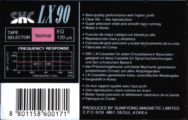 Compact Cassette SKC LX 90 Type I Normal 1992 Europe