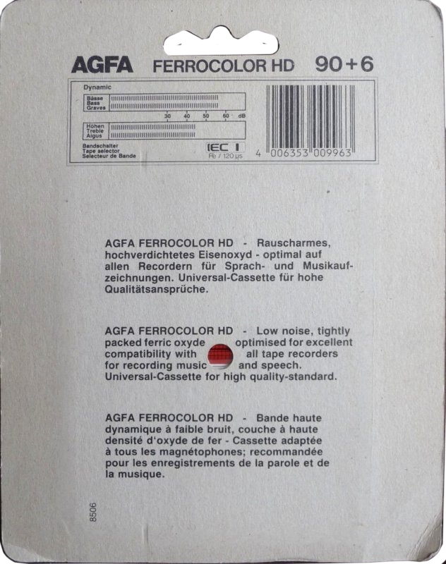 Blister AGFA Ferrocolor HD 90+6 Type I Normal 1985 Europe