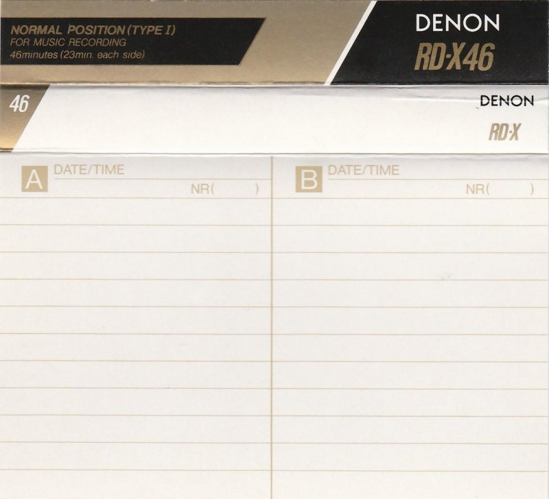 Compact Cassette Denon RD-X 46 "RD-X46M" Type I Normal 1987 Japan