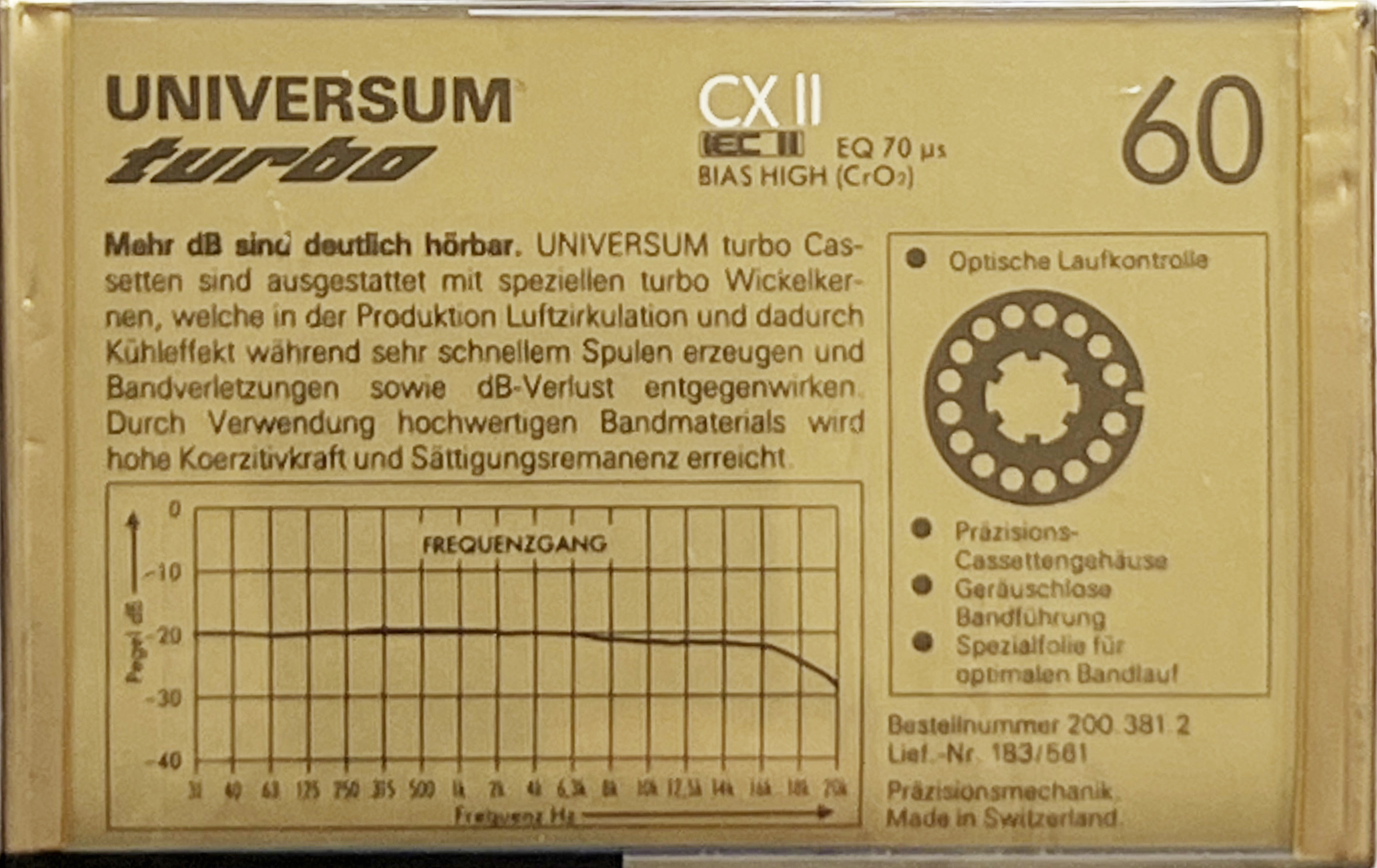 Compact Cassette Universum SCX II 60 Type II Chrome 1987 Europe