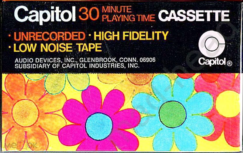 Compact Cassette Capitol Psychedelic Flowers Design 30 Type I Normal 1970 USA