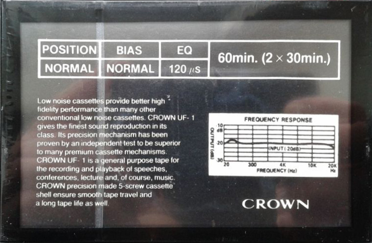 Compact Cassette Crown / Crown Radio Corporation UF-1 60 Type I Normal Europe