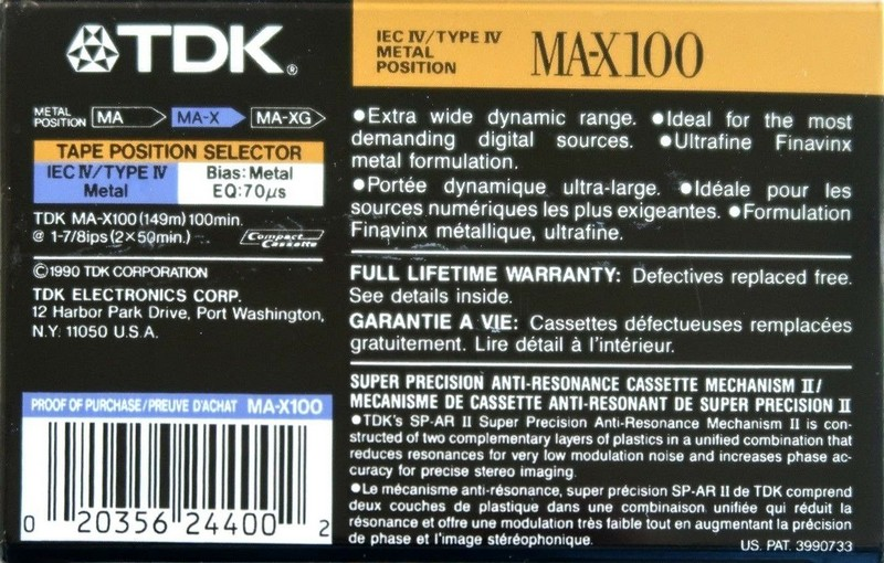 Compact Cassette: TDK  - MA-X 100