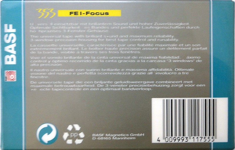 Compact Cassette BASF FE I-Focus 90 Type I Normal 1994 Europe