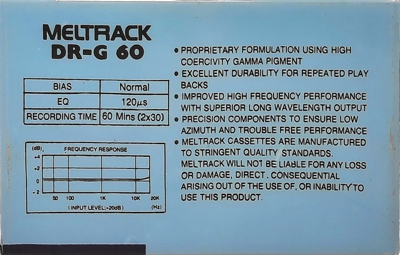 Compact Cassette Meltrack DR-G 60 "GAMMA" Type I Normal India