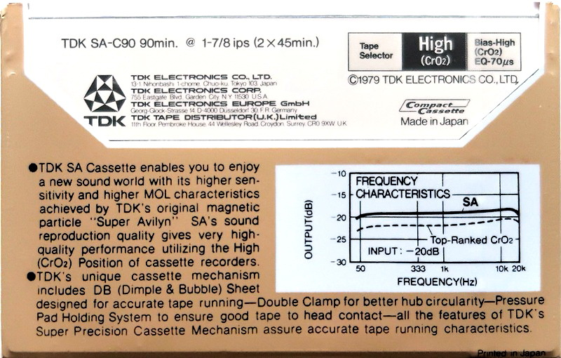 Compact Cassette: TDK  - SA 90