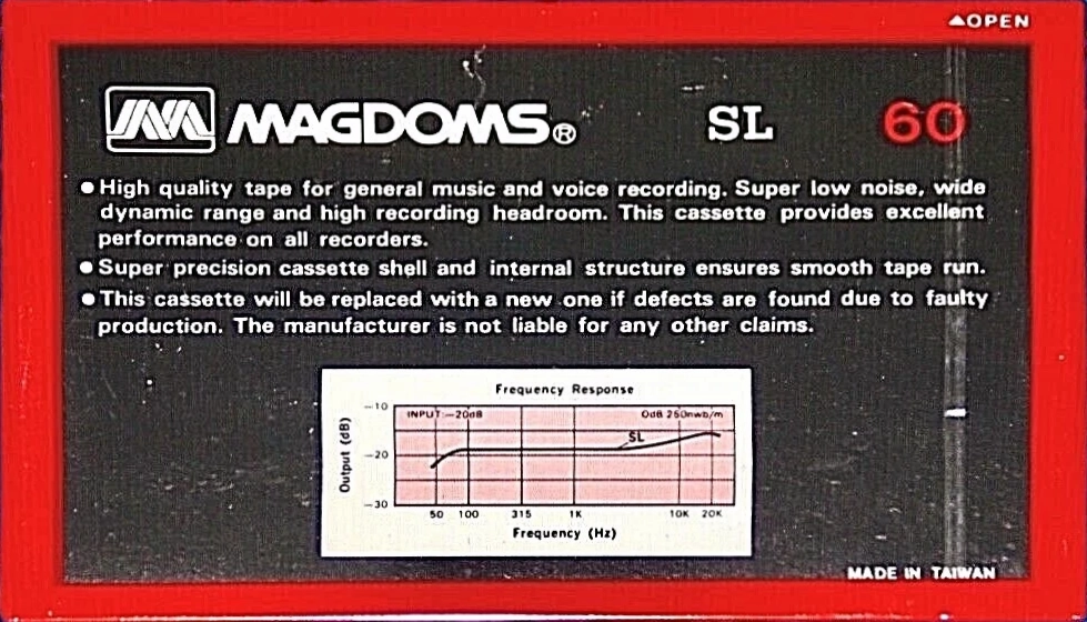Compact Cassette Magdoms SL 60 Type I Normal 1991 Worldwide