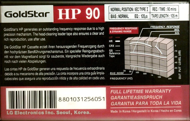 Compact Cassette Goldstar HP 90 Type I Normal 1994 Europe