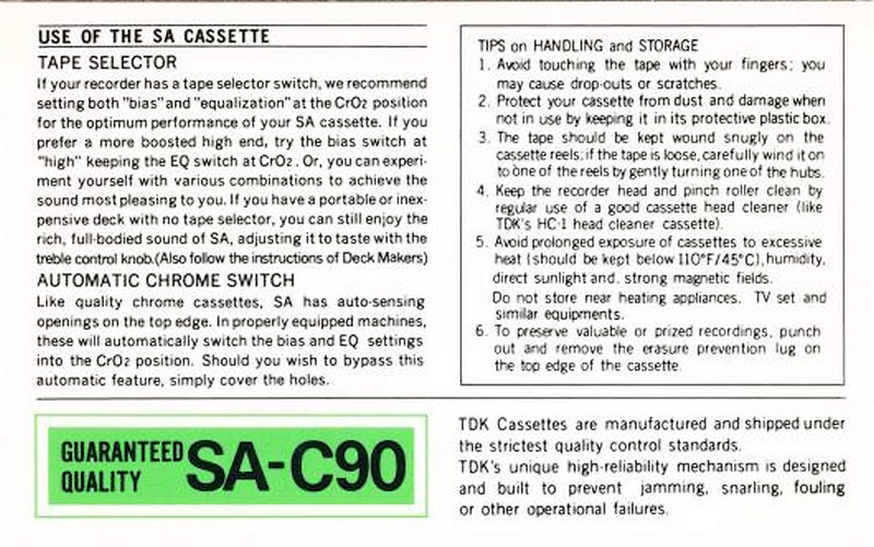 Compact Cassette: TDK  - SA 90