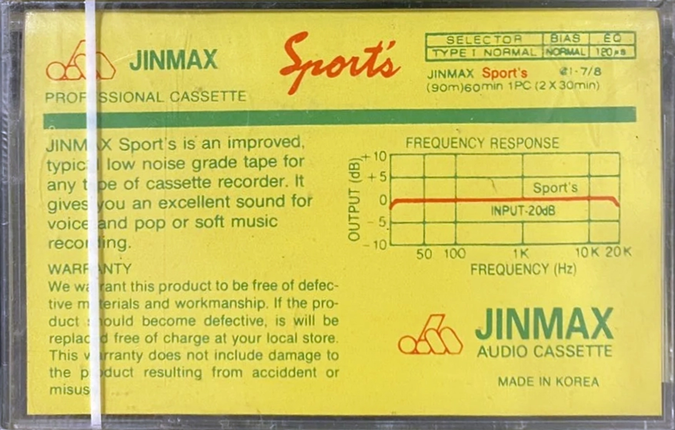 Compact Cassette Jinmax Sport`s 60 Type I Normal South Korea