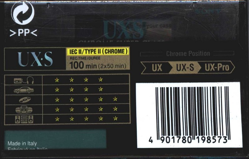 Compact Cassette Sony UX-S 100 "C-100 UXSC" Type II Chrome 1998 Europe