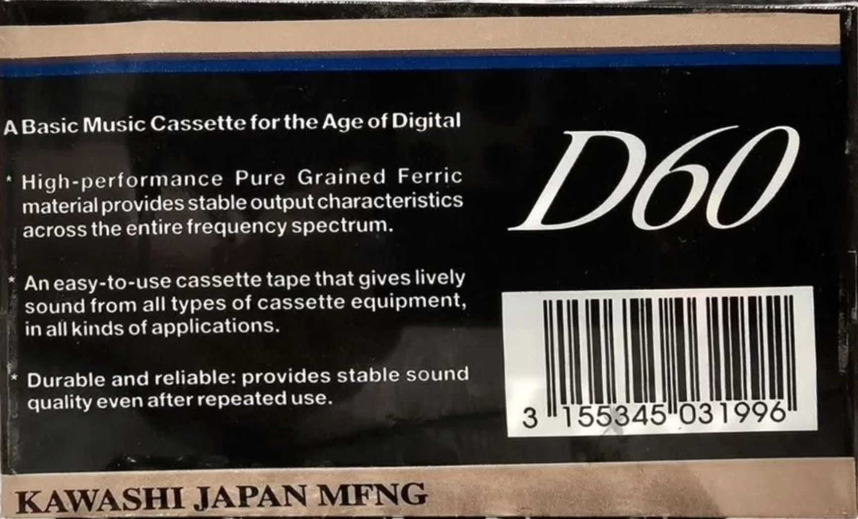 Compact Cassette Kawashi D 60 Type I Normal 1996 Unknown Country