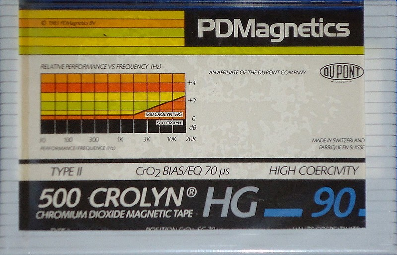 Compact Cassette PDM 500 Crolyn 90 "HG" Type II Chrome 1983 Europe
