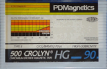 Compact Cassette PDM 500 Crolyn 90 "HG" Type II Chrome 1983 Europe
