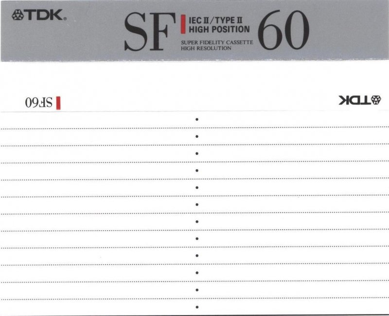 Compact Cassette TDK SF 60 "SF-60SE" Type II Chrome 1990 Australia, Europe