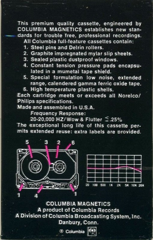 Compact Cassette Columbia 60 Type I Normal 1977 USA