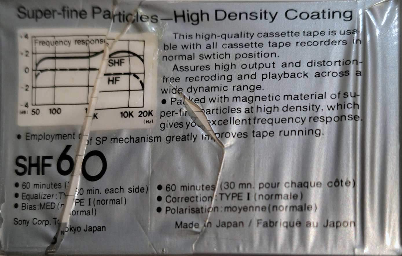 Compact Cassette Sony SHF 60 Type I Normal 1978 USA