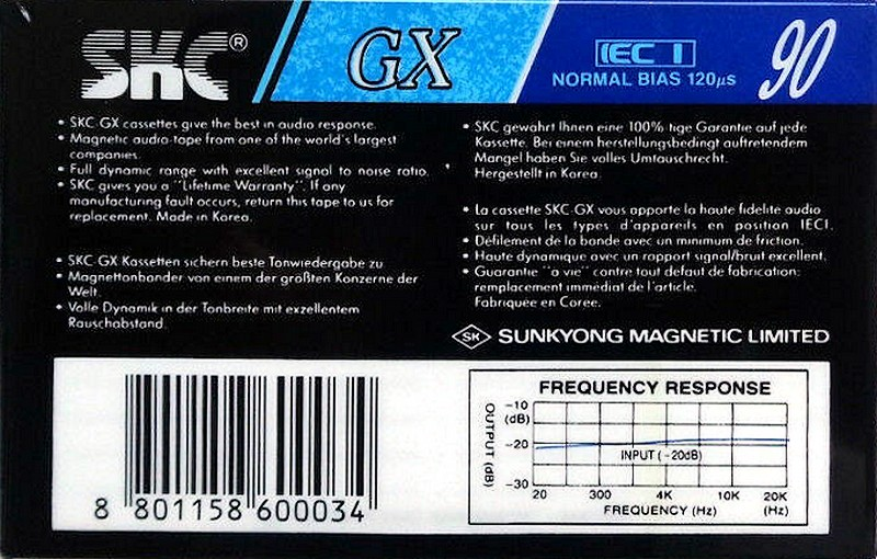 Compact Cassette SKC GX 90 Type I Normal 1992 Europe
