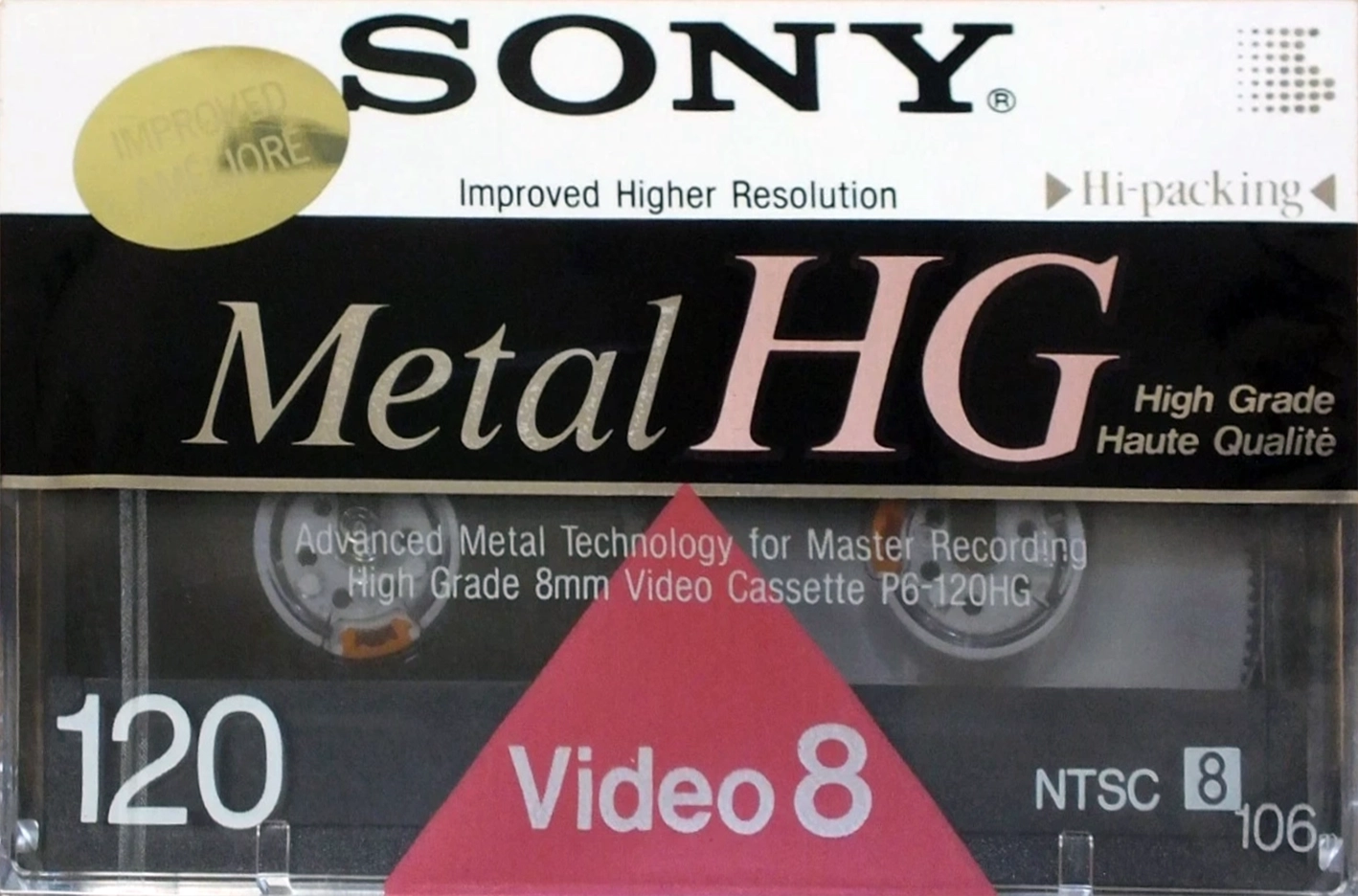 Video8, Hi8, Digital8 Sony HG 120 "P6-120HG" Type IV Metal 1992 North America