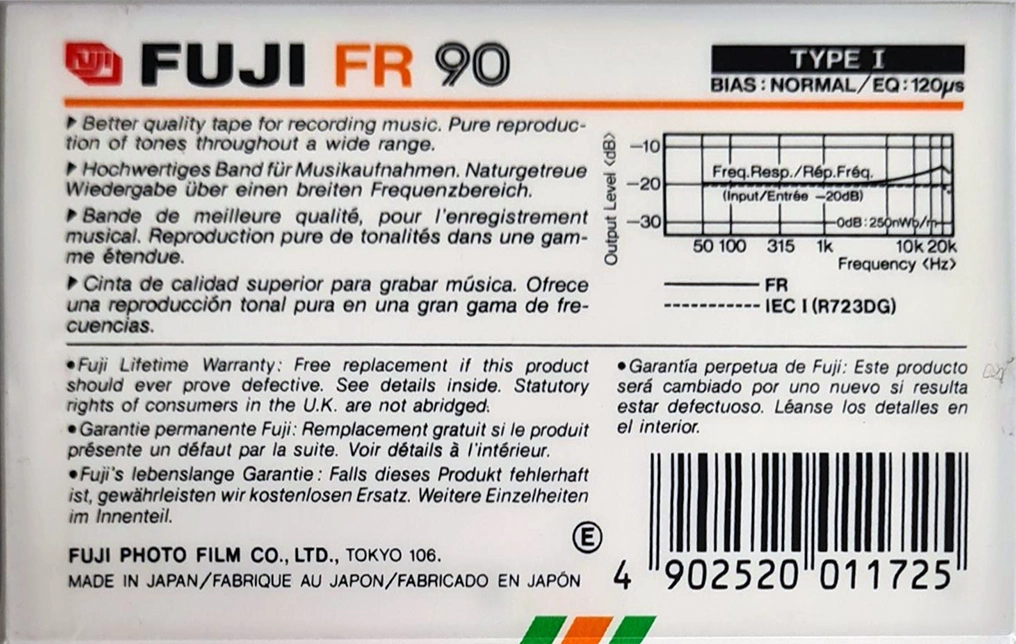 Compact Cassette Fuji FR 90 Type I Normal 1985 Europe