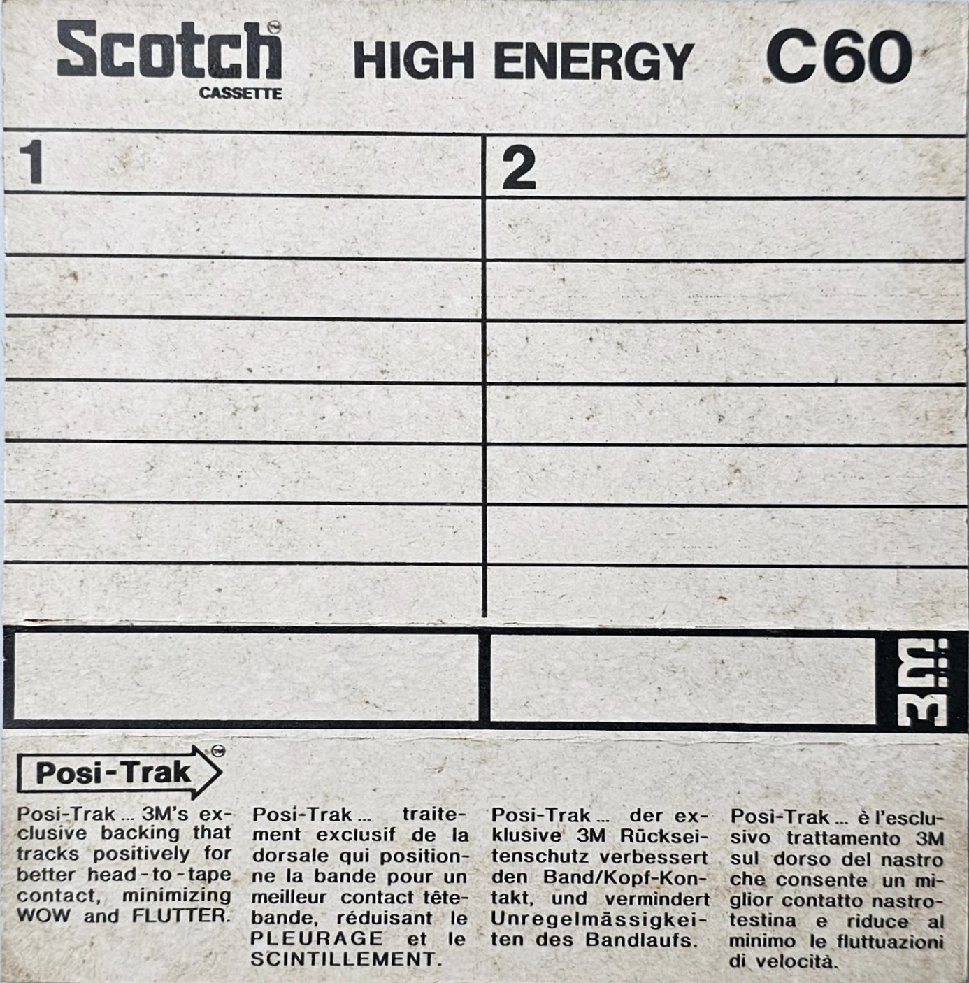 Compact Cassette Scotch High Energy 60 Type I Normal 1975 Europe